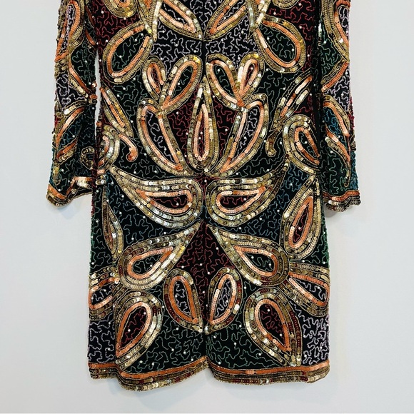 VINTAGE Grace Originals Silk Heavily Beaded & Sequined Formal Dress. Size Medium - Picture 8 of 15